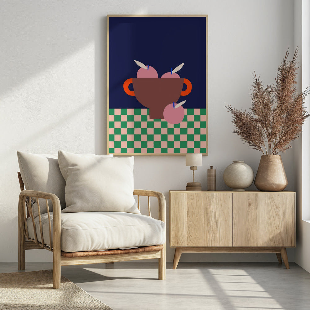Fruitschaal met roze appels | Poster