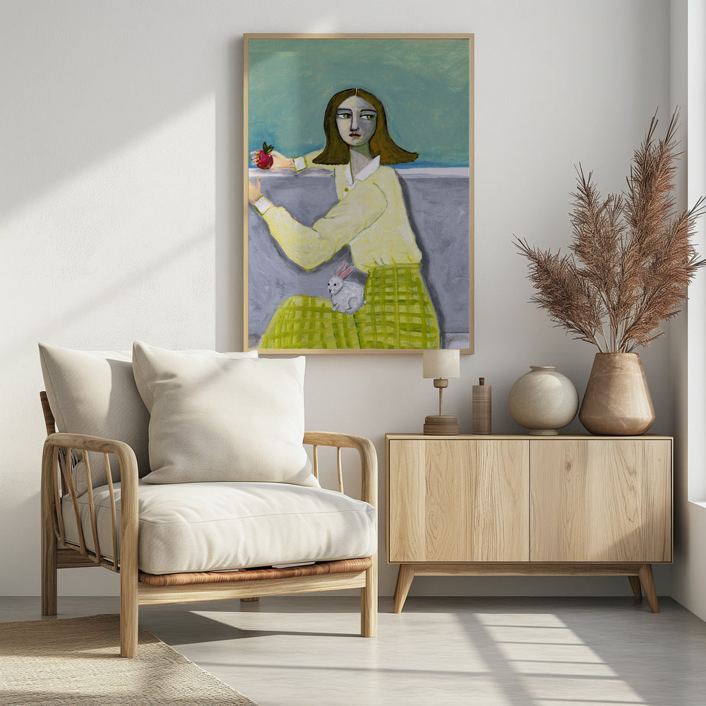 Lady Sitting with Rabbit | Poster