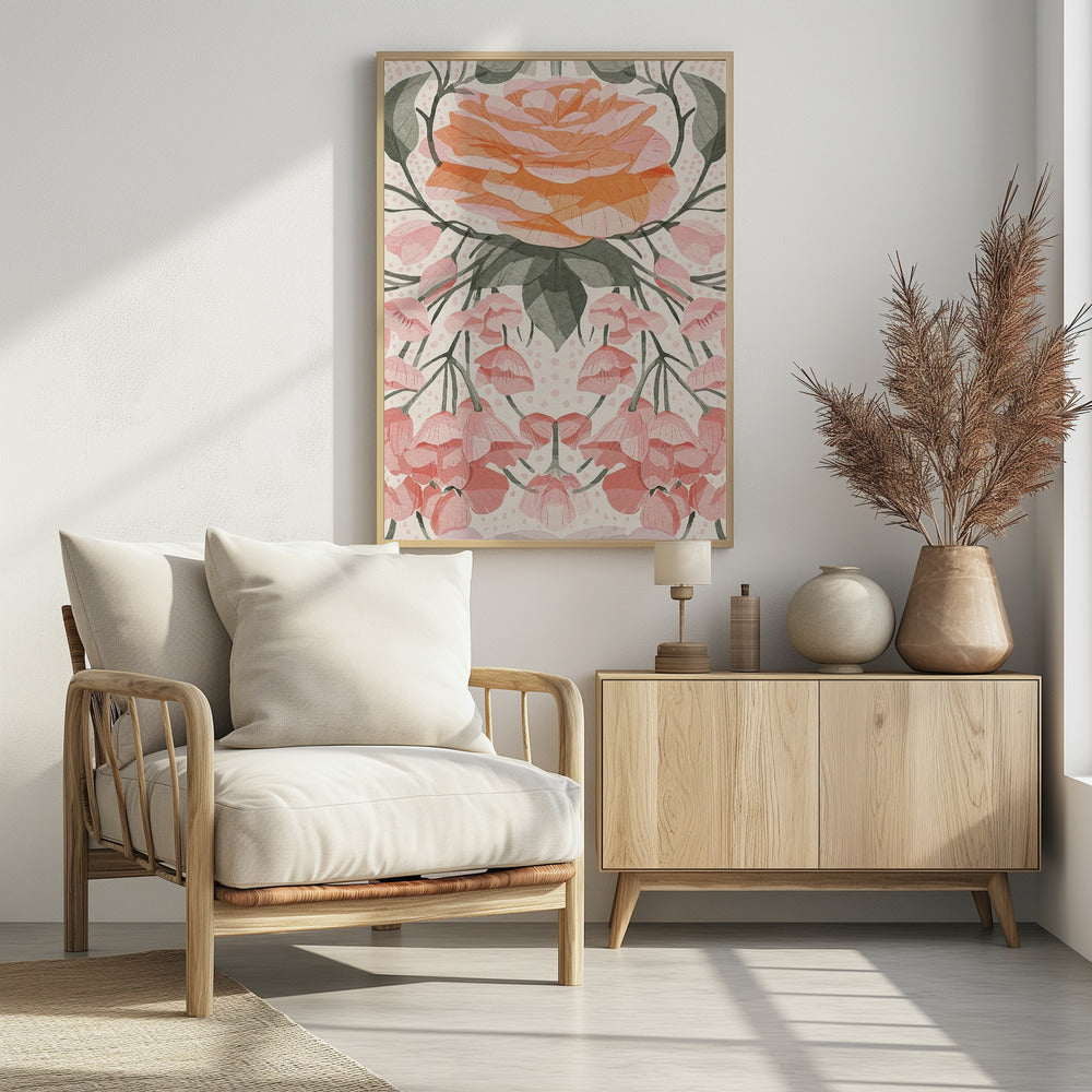 Cascading roze rozen | Poster