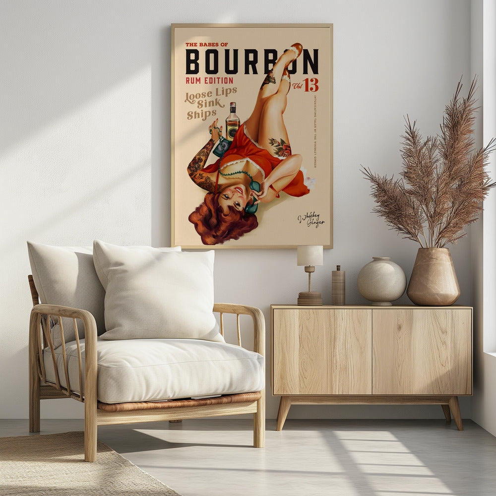 Babes of Bourbon Vol 13 Rum Drinkende Pinup Girl Kunst | Poster