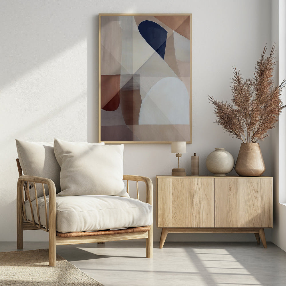Abstract koper neutraal toon schilderij 1 | Poster