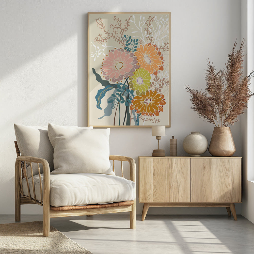 Lentemadeliefjes aardse tinten | Poster