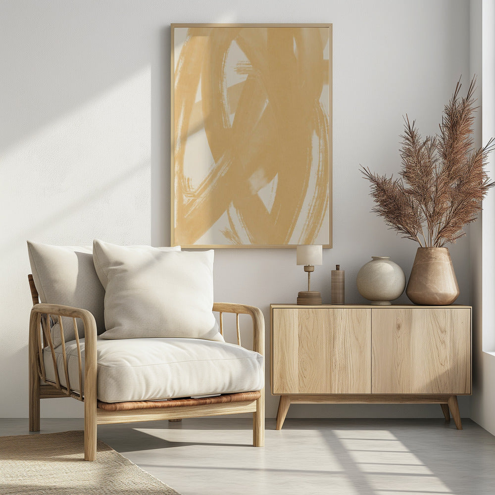 Dynamische beige penseelstreken | Poster