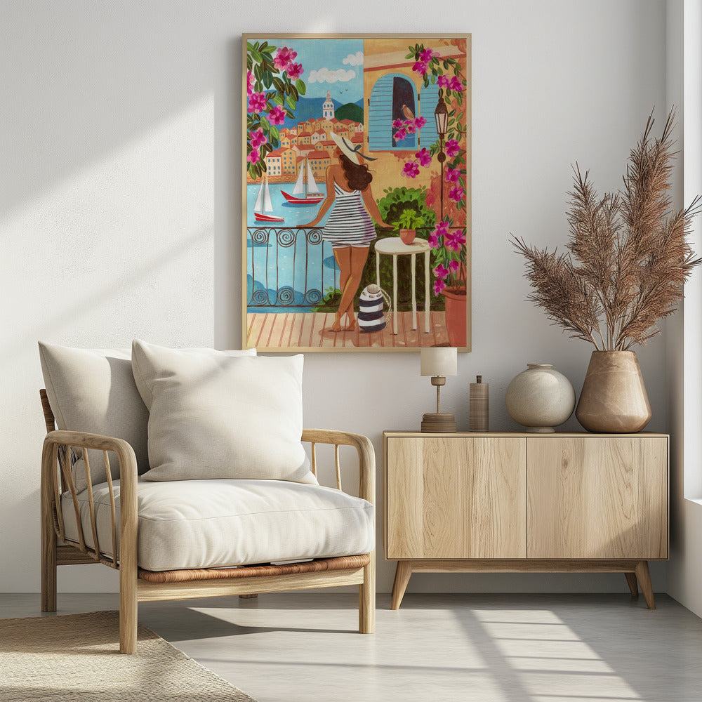 Reisposter vrouw in Saint-Tropez, Frankrijk | Poster