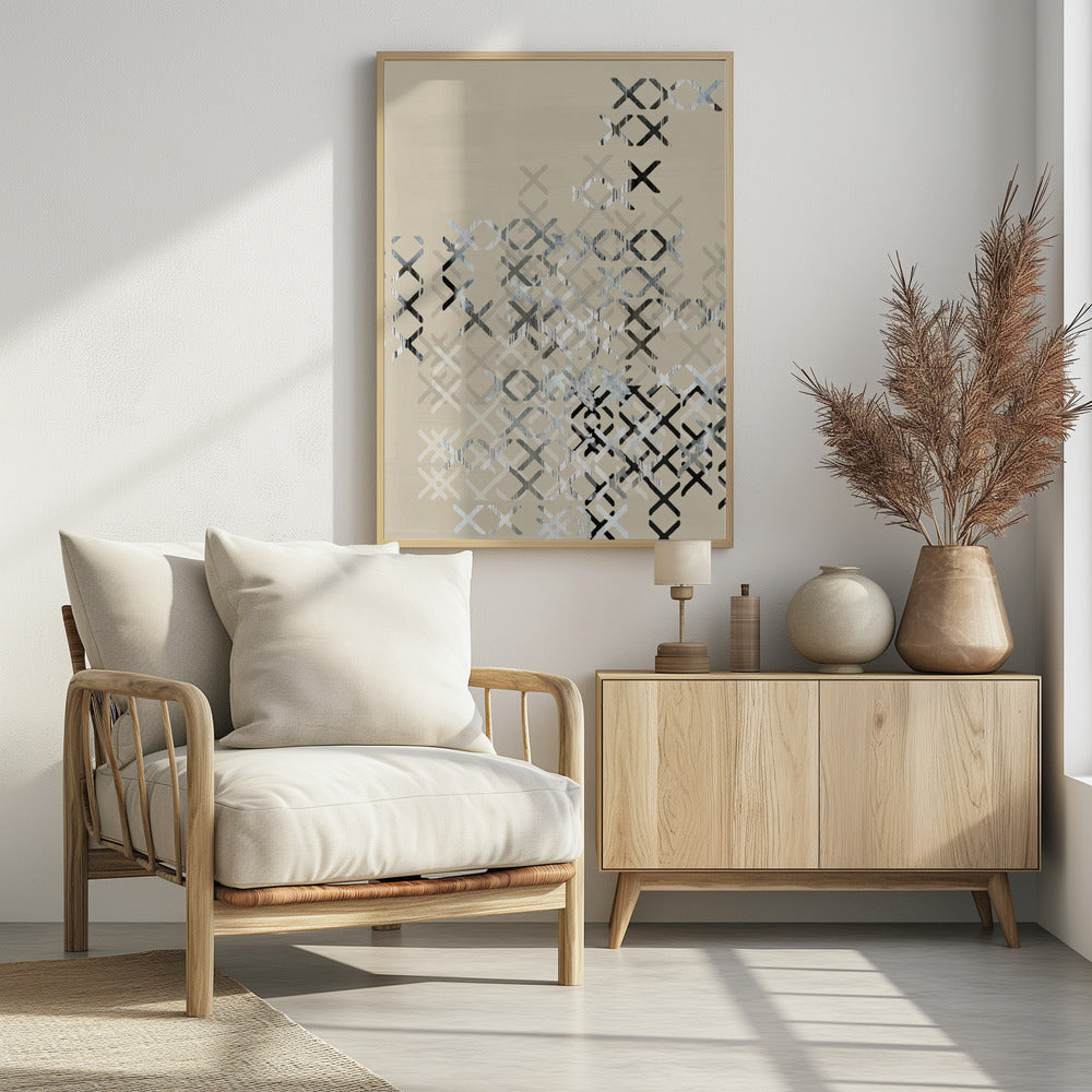 Minimal X Zwart-wit Compositie 3 | Poster
