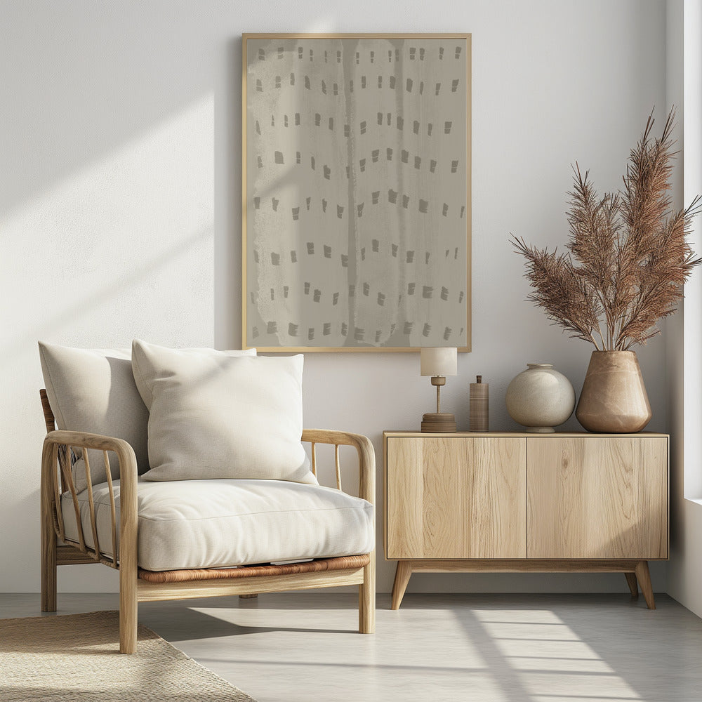 Soft Wave Rhythm – Wabi-Sabi Pattern in Beige | Poster