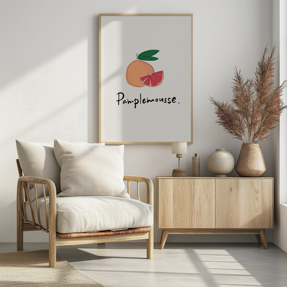 Moderne Franse fruitcollectie "Grapefruit / Pompelmoes" | Poster