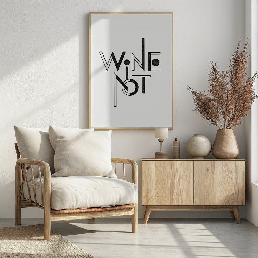 Wine Not hand-drawn text & quote | Poster
