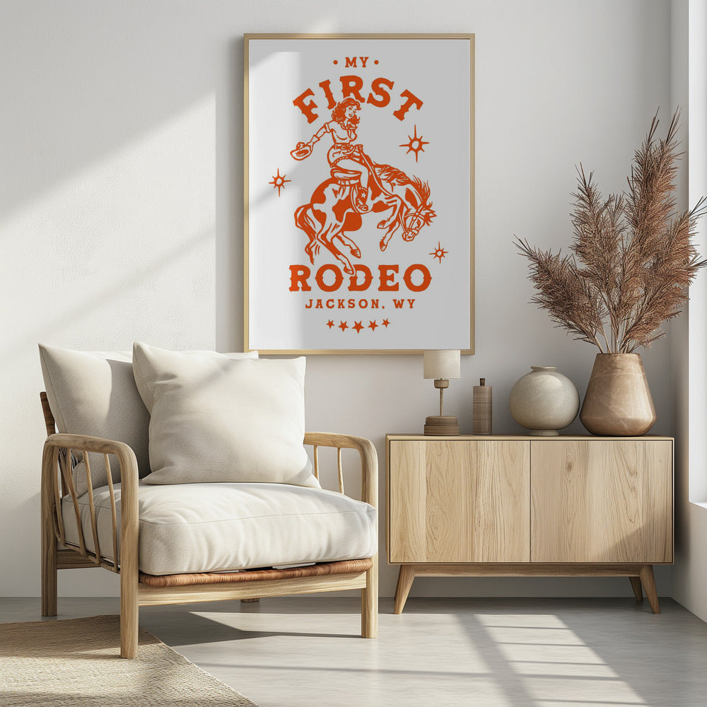 Mijn eerste rodeo Jackson Wyoming paardrijdcowgirl | Poster