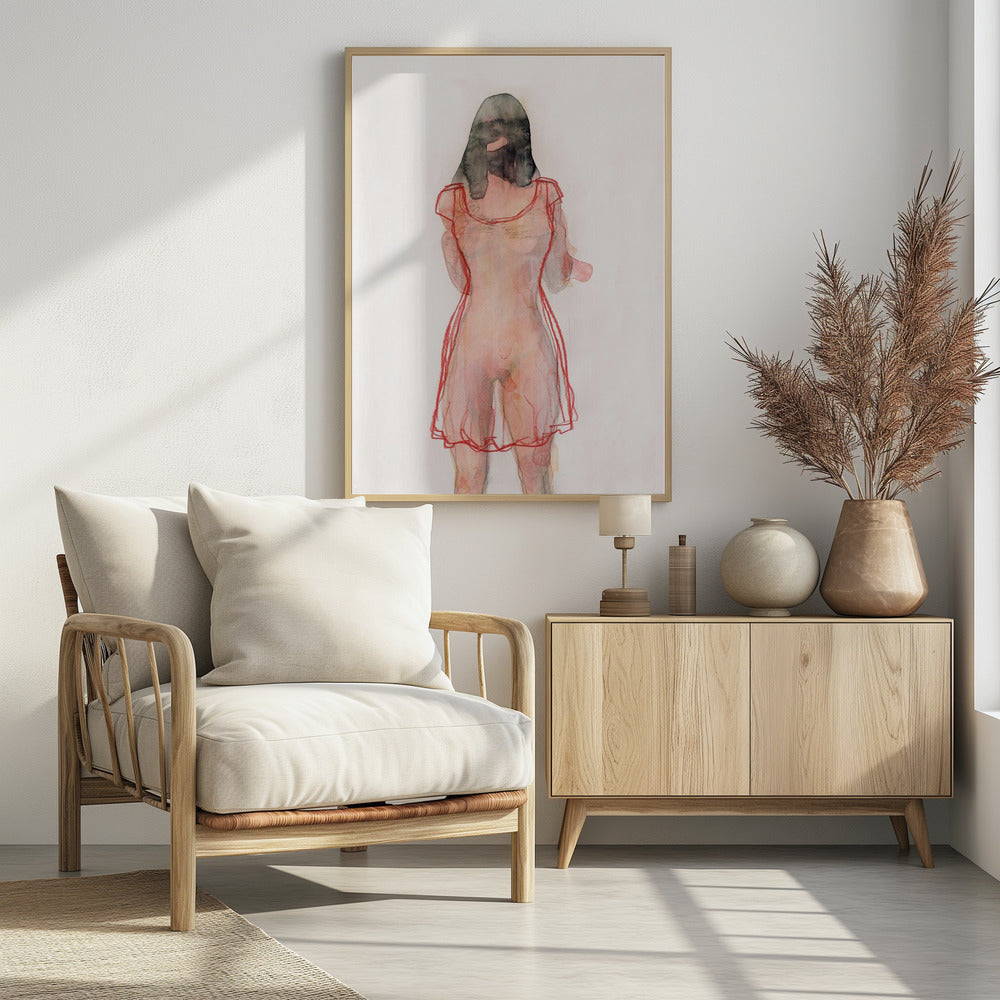 Figuurstudie (rode jurk) | Poster