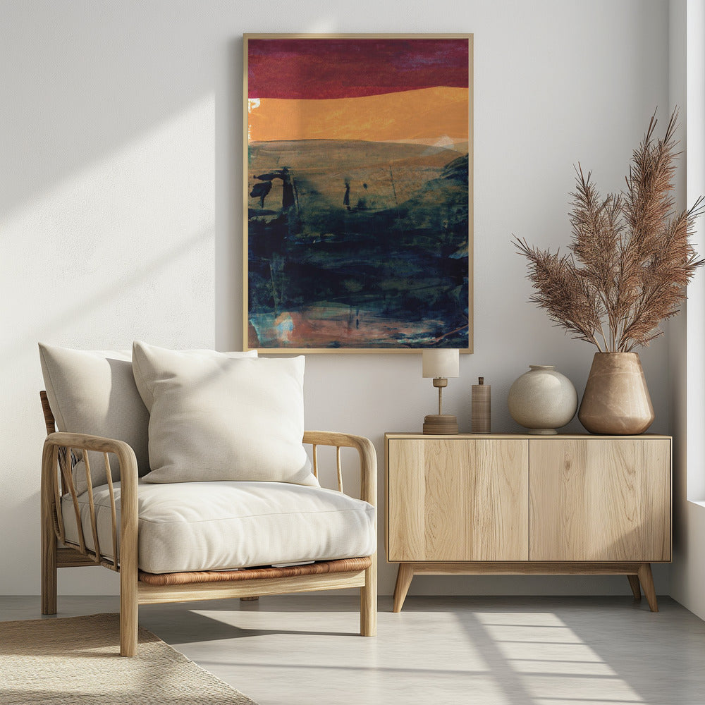 Mix van aardse tinten en levendig blauwgroen | Poster