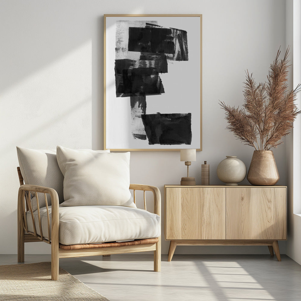 Zwart-wit abstracte compositie nr. 1 | Poster