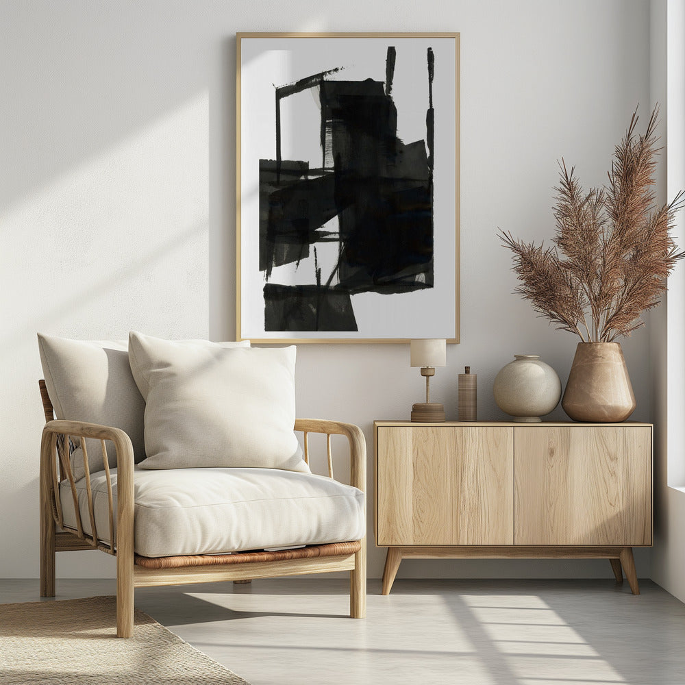 Zwart-wit abstracte compositie nr. 4 | Poster
