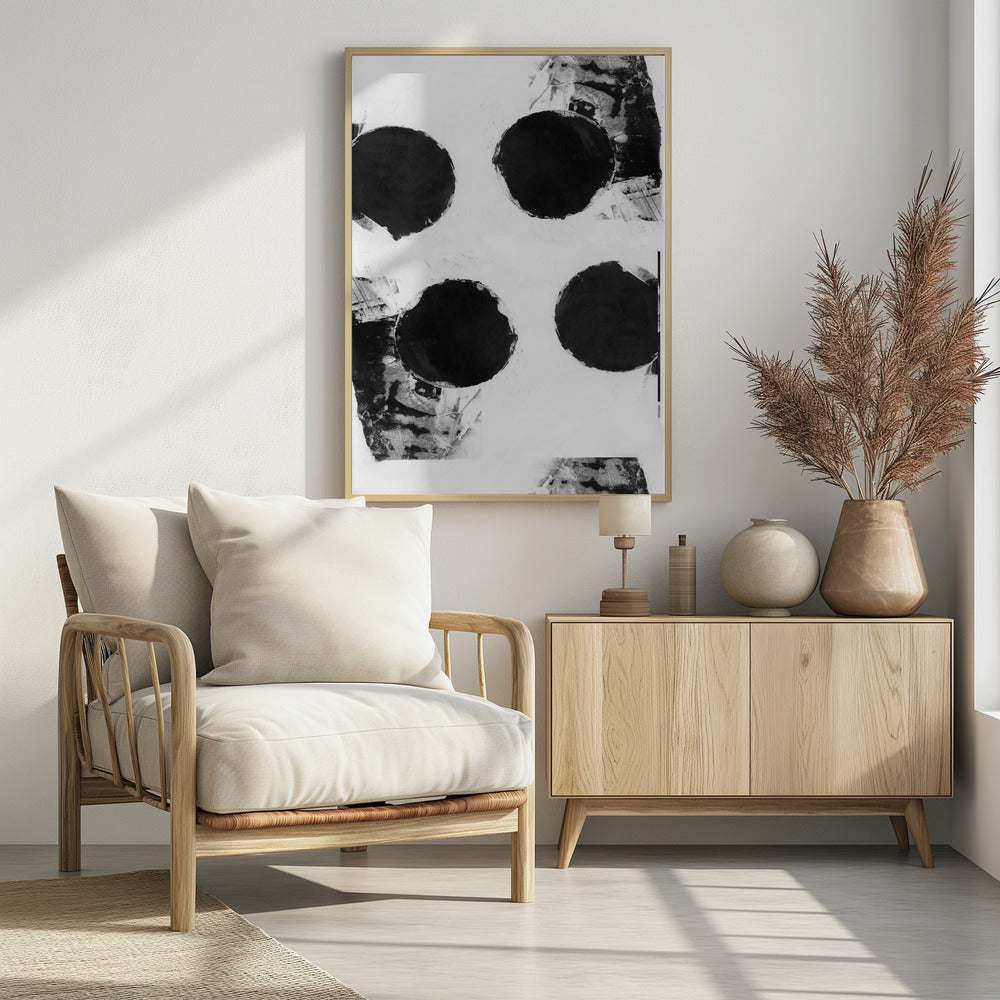 Zwart-witte abstracte stippen 7 | Poster