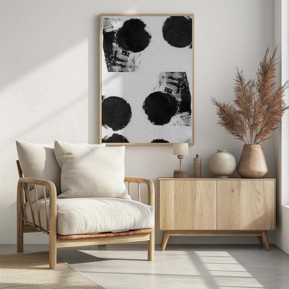 Zwart-witte abstracte stippen 8 | Poster