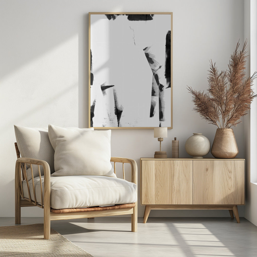 Minimaal zwart-wit abstract 3 | Poster