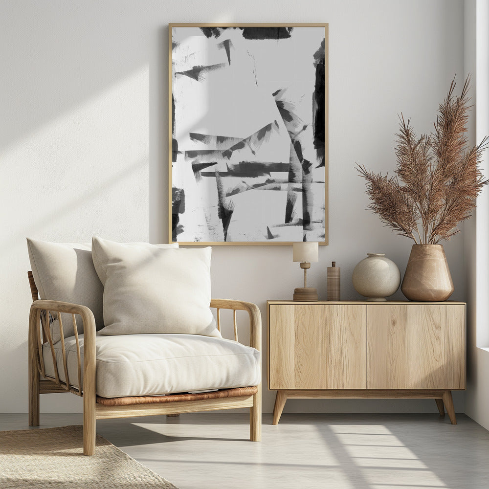 Minimaal zwart-wit abstract 4 | Poster