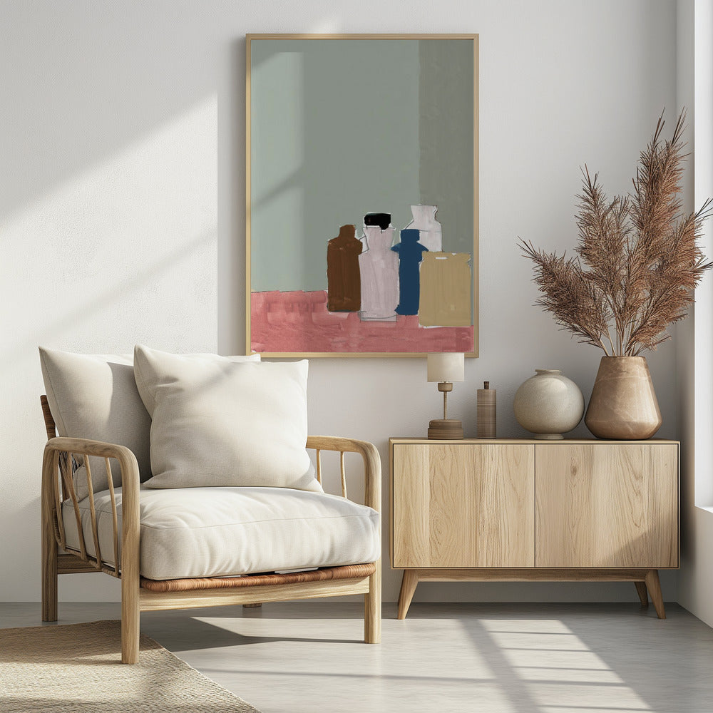 Vintage kleipotten op tafel 1 | Poster