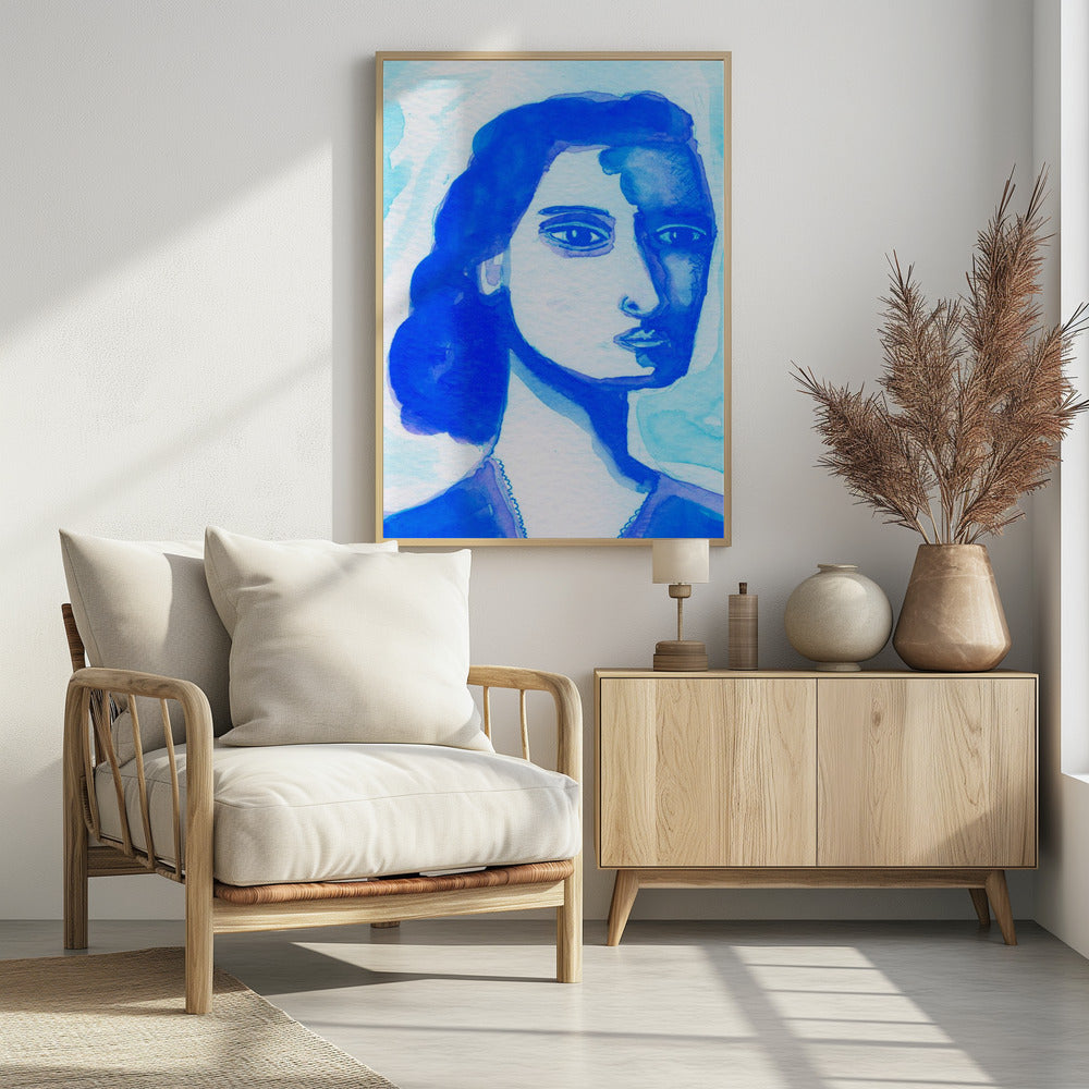 De diepe denker blauw | Poster