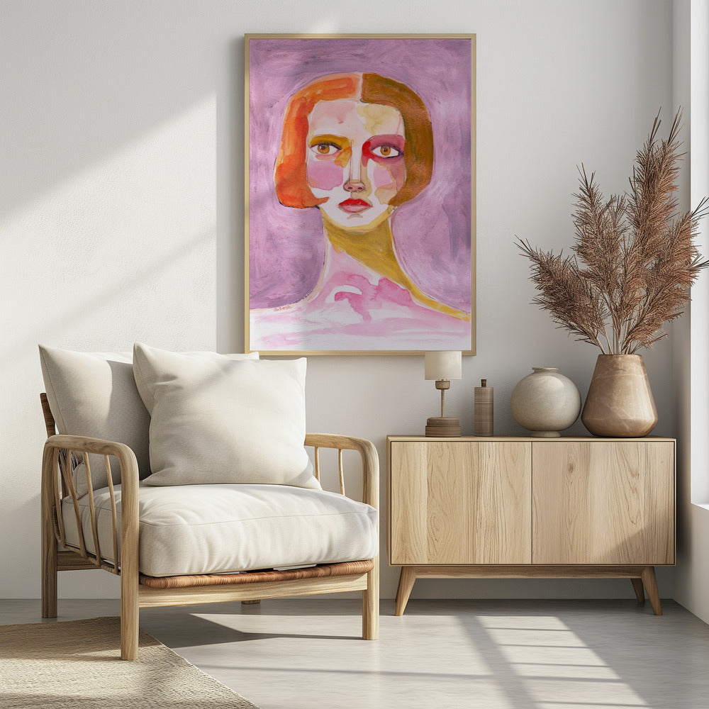 Dame met bobkapsel Mauve Lila | Poster