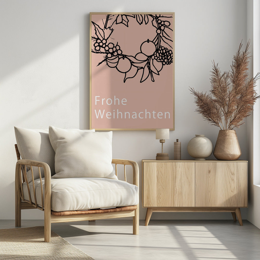 Bogen en kerstballen: Frohe Weihnachten Kerstmis | Poster