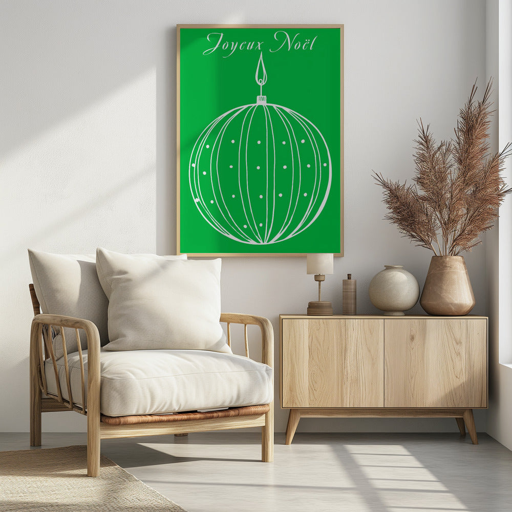 Bogen en kerstballen: Joyeux Noël Kerstmis | Poster