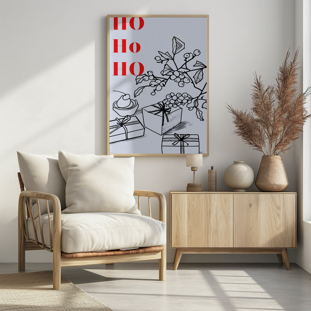 Bogen en kerstballen: Ho Ho Ho Kerstmis | Poster
