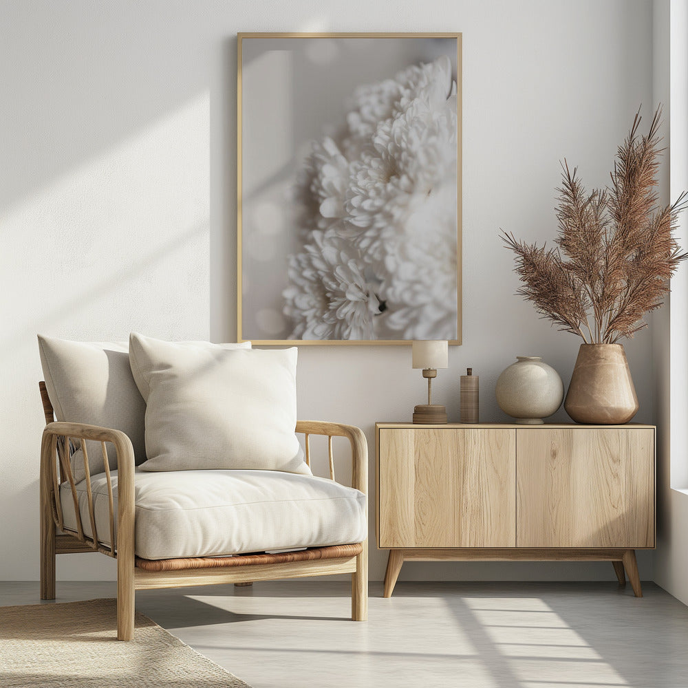 Witte bloemen | Poster