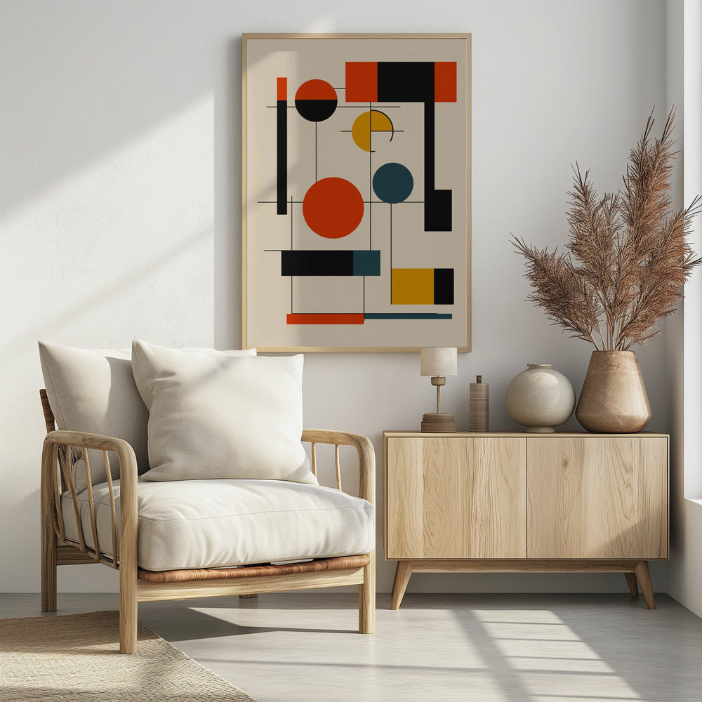 Geometrische vormen en een uitgebalanceerd kleurenpaletGeometrische harmonie | Poster