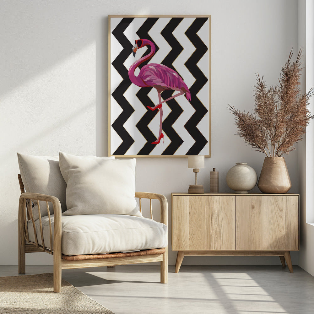 Flamingo hakken Zigzag | Poster