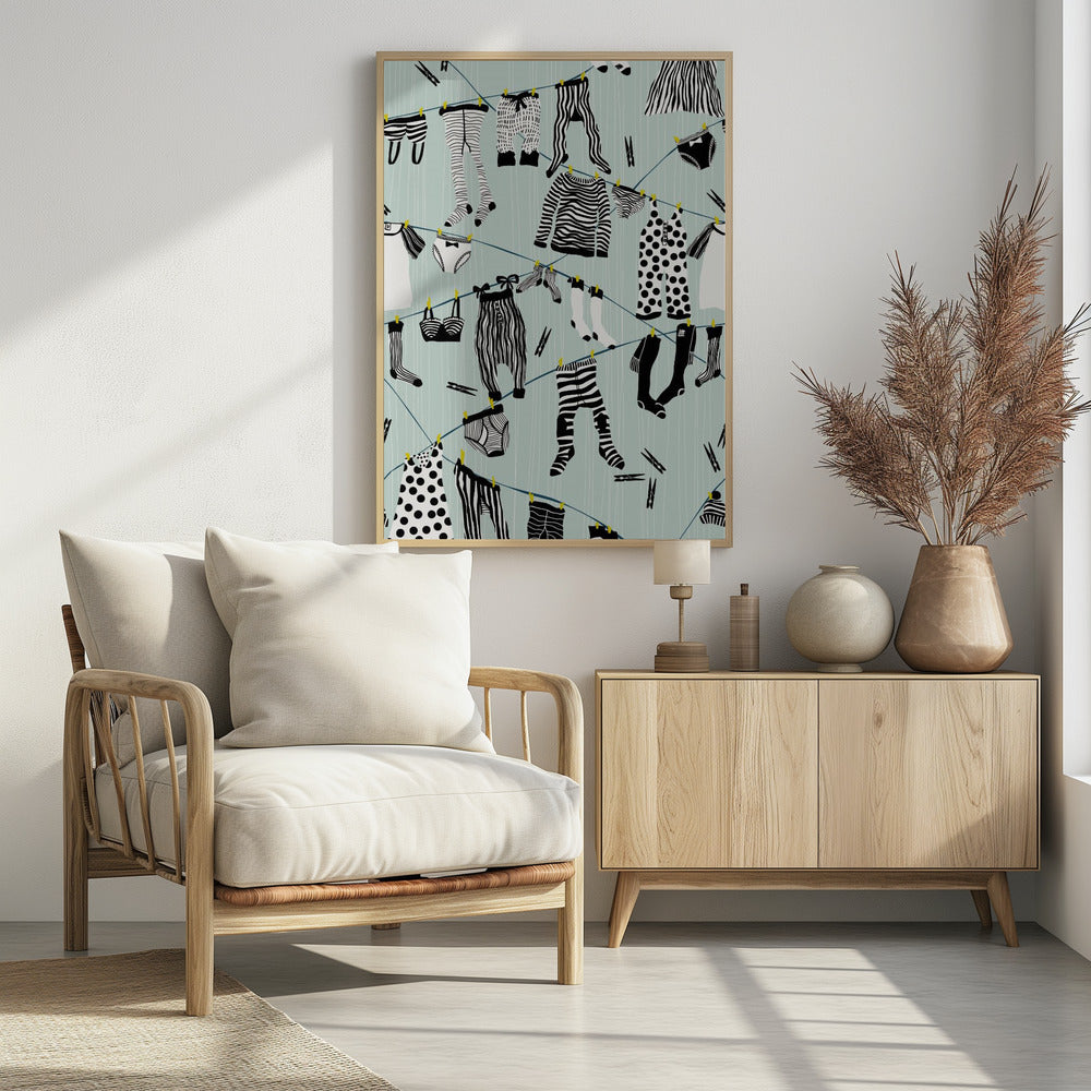 Hangen in wasruimtepatroon | Poster