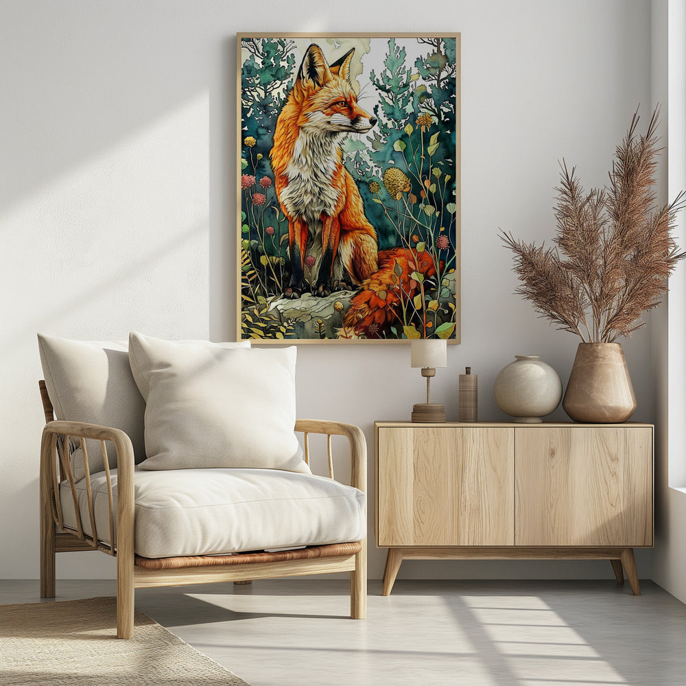 Aquarelkunst van een vos 13 | Poster
