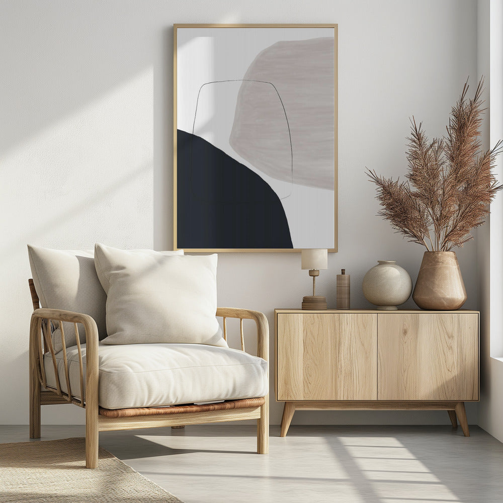 Abstract kunstwerk met zachte beige en bruine tinten | Poster