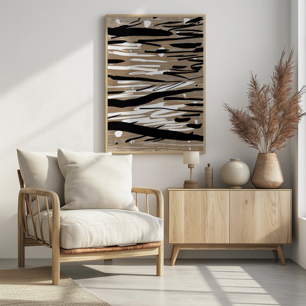 Zwart-witte penseelstreken | Poster