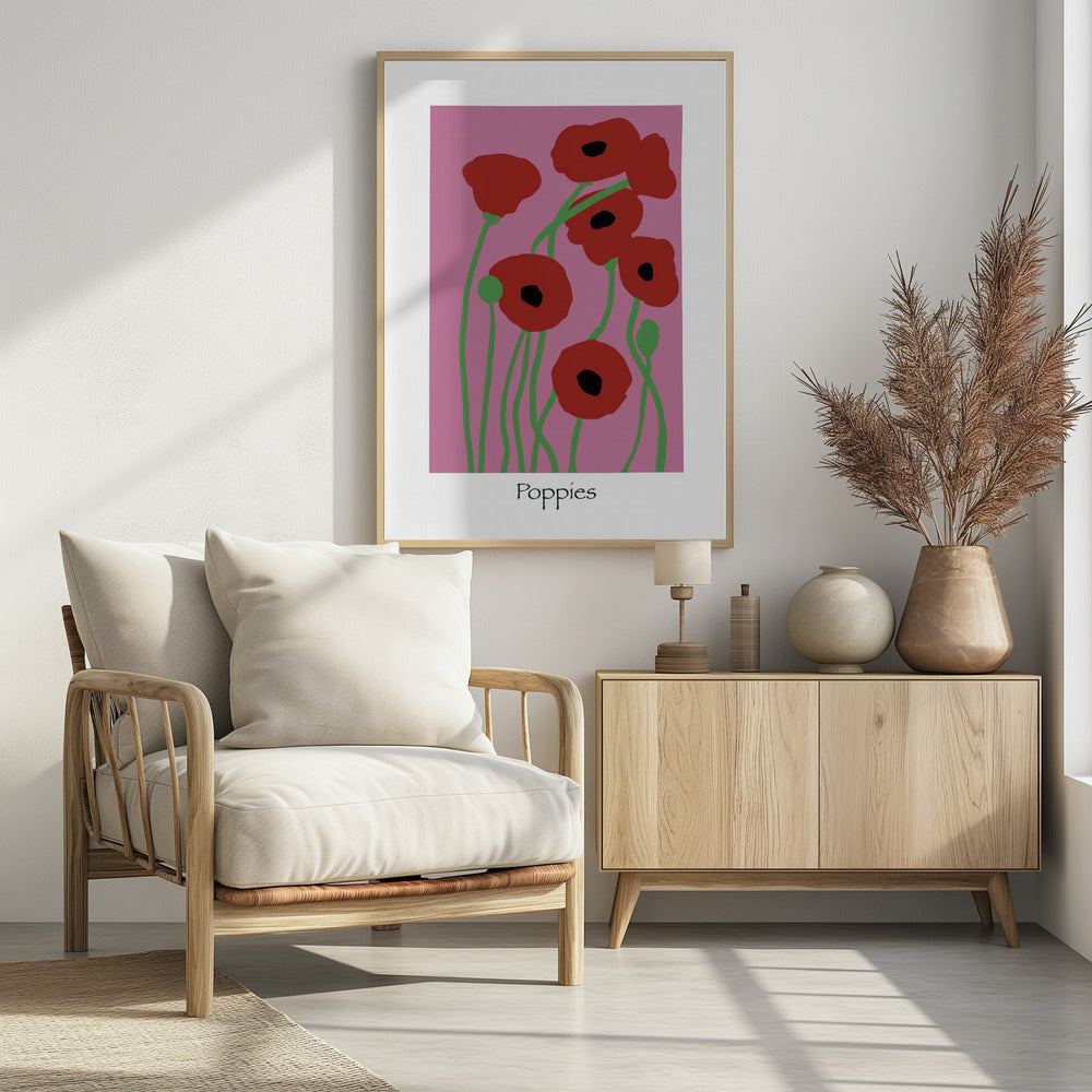 Klaprozen Bloemen roze en rood | Poster