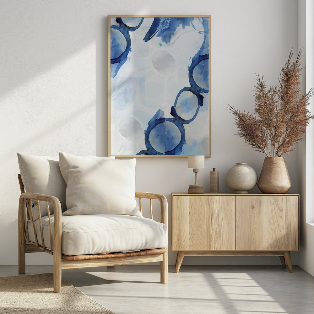 Blauwe abstracte wervelingen 3 | Poster