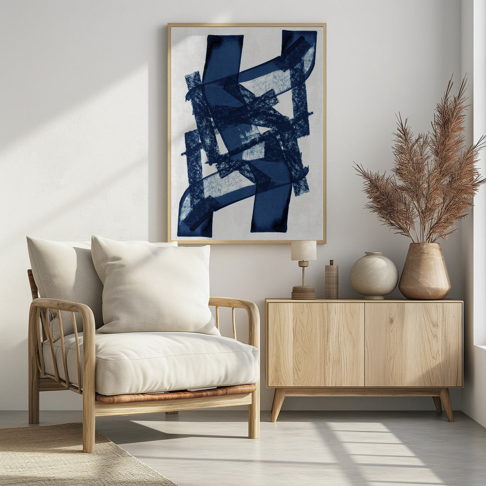 Abstracte Blauwe Structuur 1 | Poster