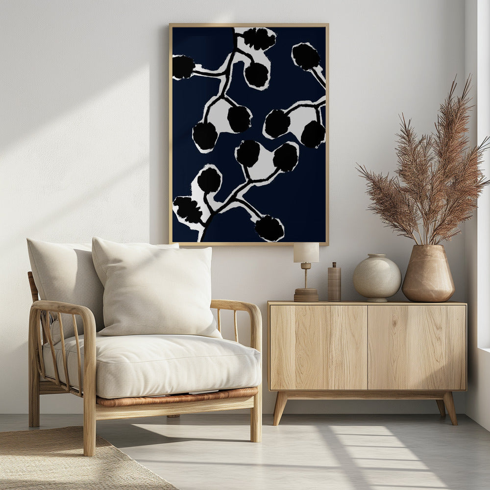Zwart bloemensilhouet 2 | Poster