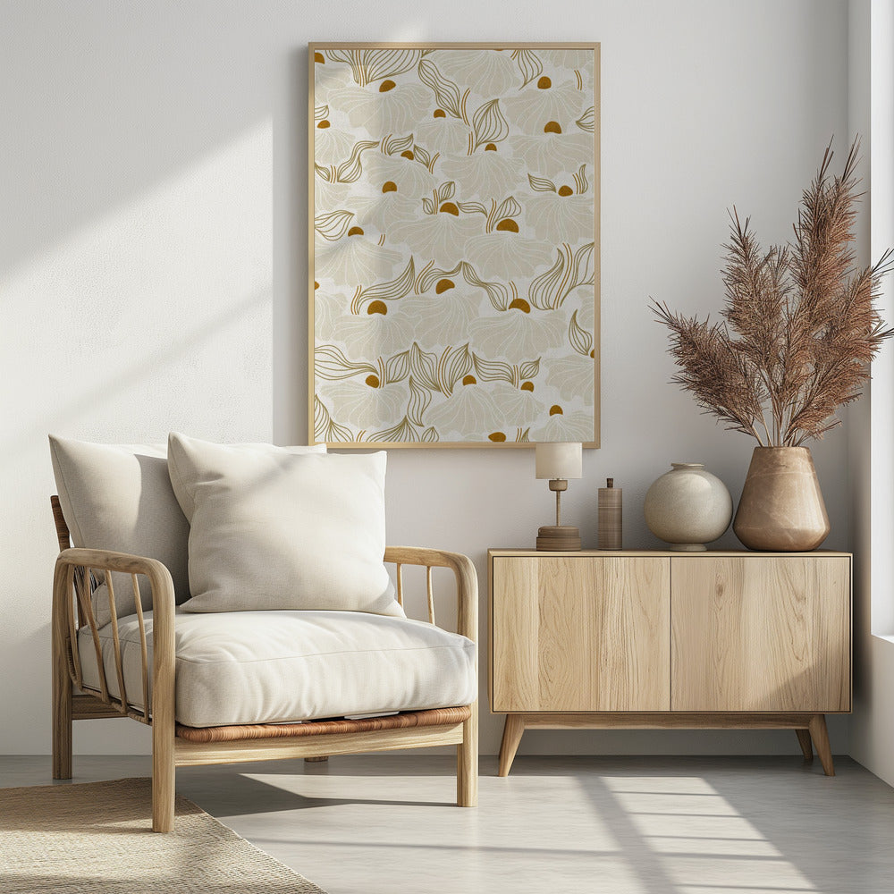 Kalmerende essentials Natuurlijke flow weide ivoor patroon | Poster
