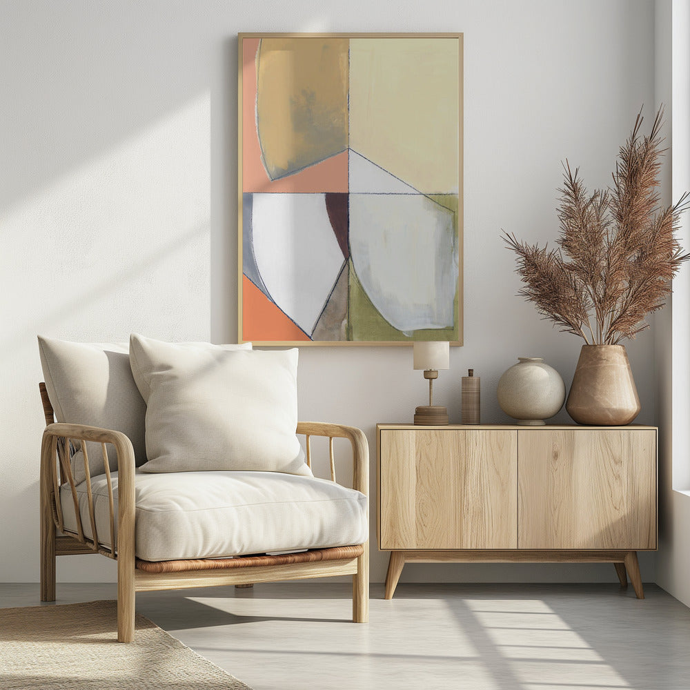 Stofroze Geel Abstract No1 Kunstdruk | Poster