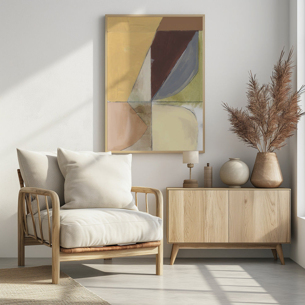 Stofroze Geel Abstract No2 Kunstdruk | Poster