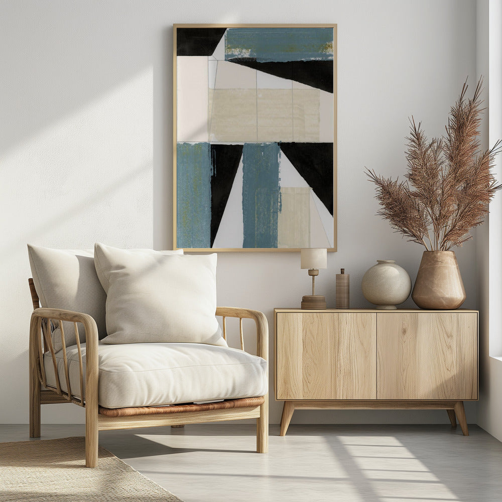 Abstracte blauwe vormen nr. 2 print | poster