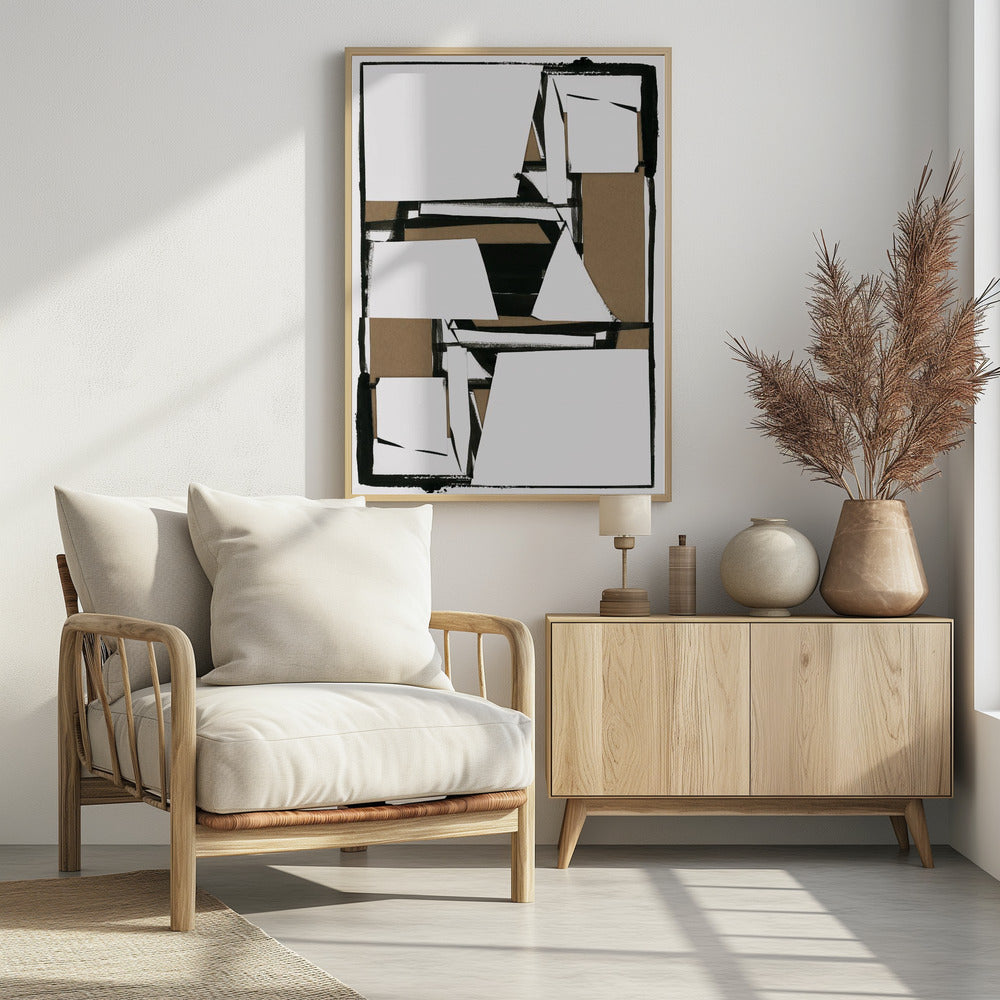 Zwart en bruin abstracte kunstdruk | Poster