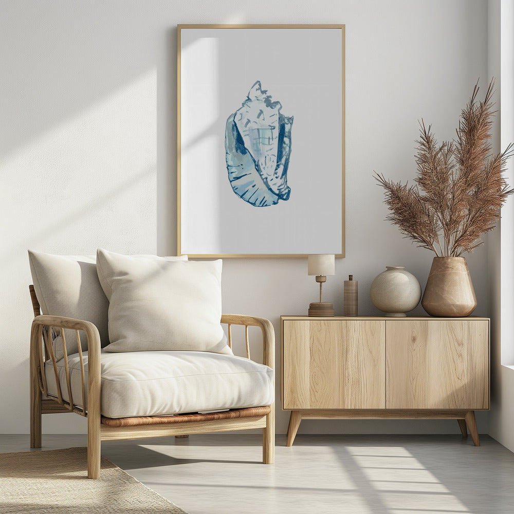 Blue Seashell On White Background No6 | Poster