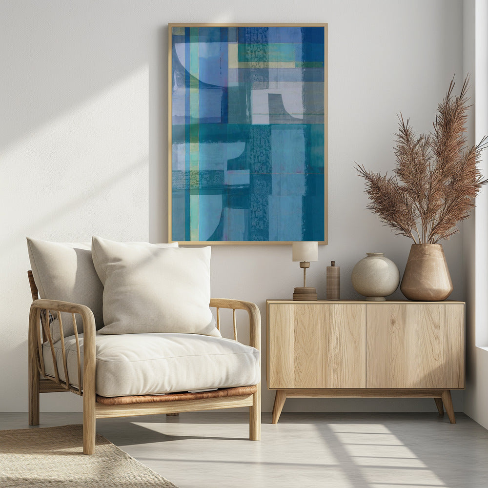 Abstracte tinten blauw en neutraal 4jpg | Poster