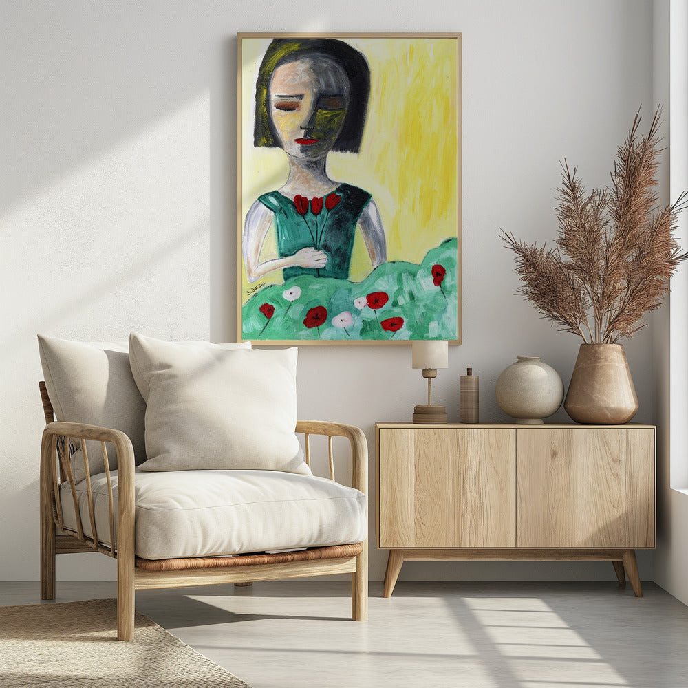 Dame in de tuin | Poster