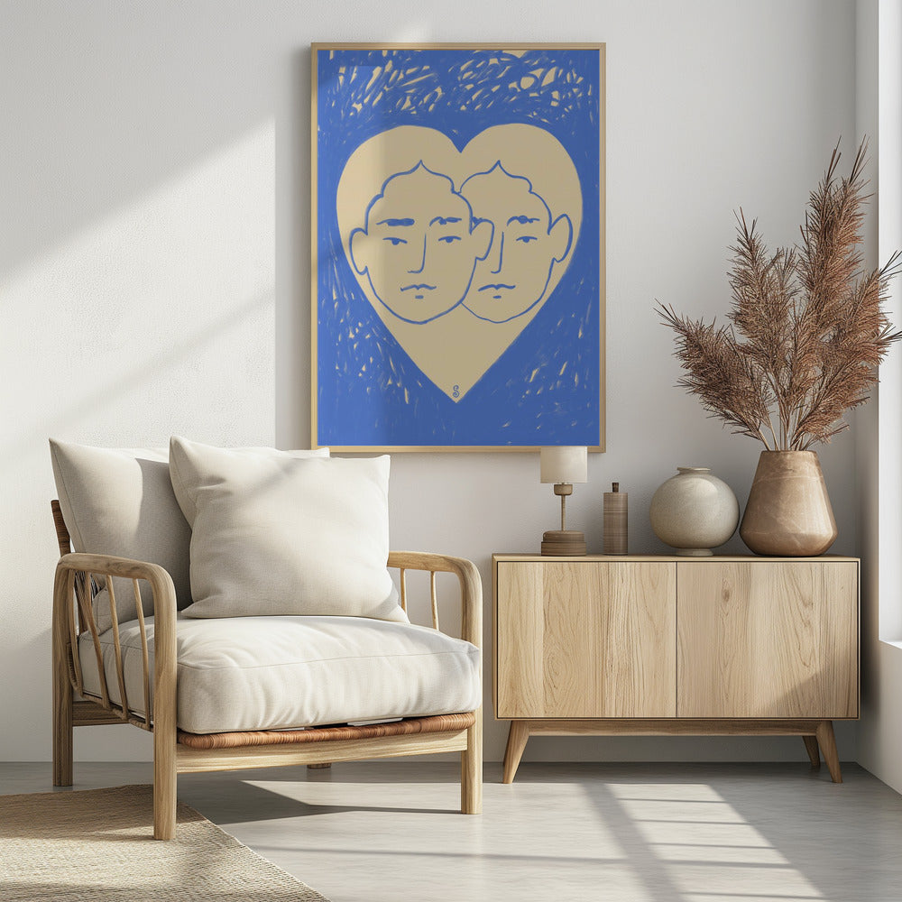 Twee abstracte gezichten | Poster