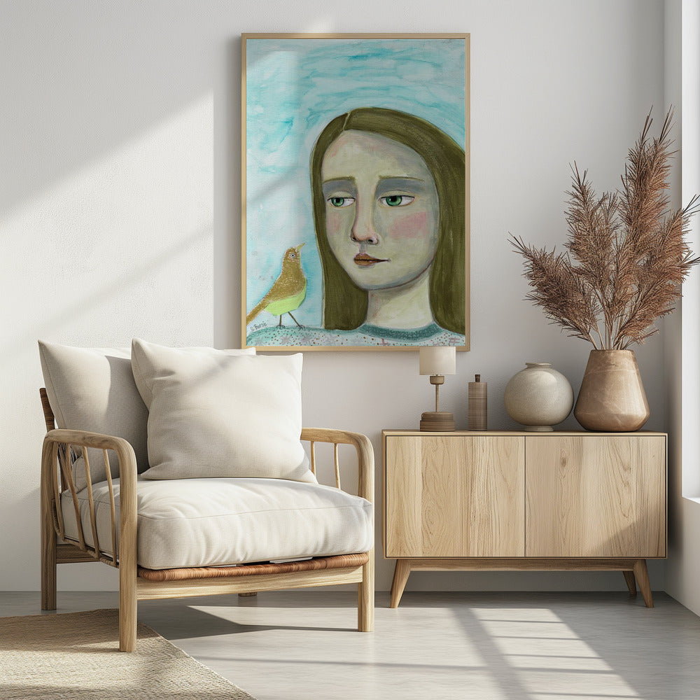 Dame en vogel | Poster
