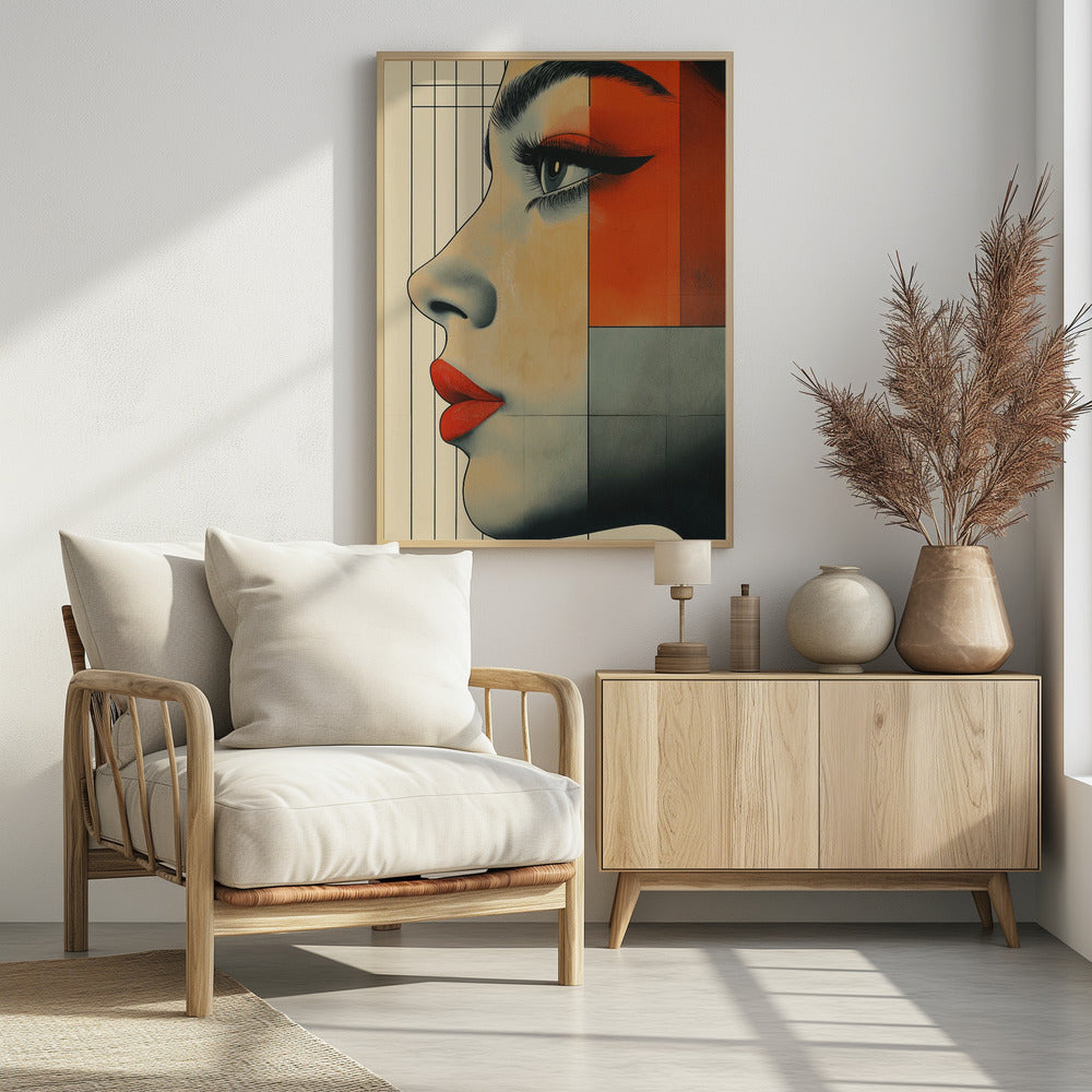 Vintage poster met een vrouwengezicht (3) | Poster