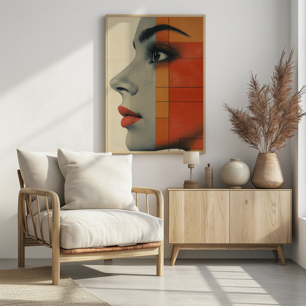 Vintage poster met een vrouwengezicht (4) | Poster